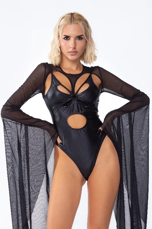 Sheer Bodysuits for a Seductive and Alluring Outfit Raven 2-Piece Bell Sleeve Bodysuit Sheer Bodysuits for a Seductive and Alluring Outfit Raven 2-Piece Bell Sleeve Bodysuit