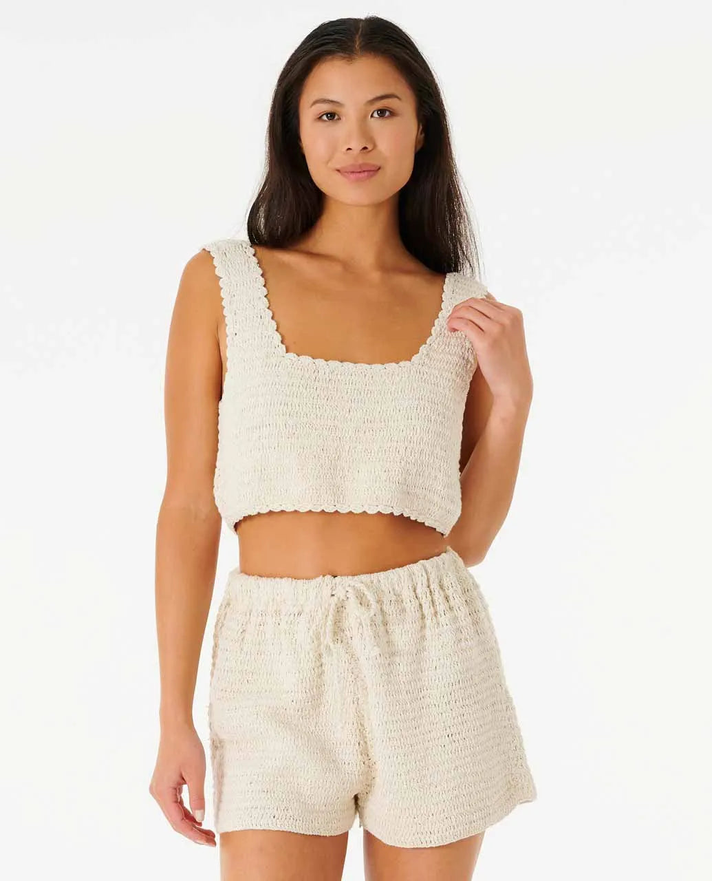 Metallic women swimwear with a shiny finish for a glamorous poolside look Rip Curl Oceans Together Crochet Top Metallic women swimwear with a shiny finish for a glamorous poolside look Rip Curl Oceans Together Crochet Top