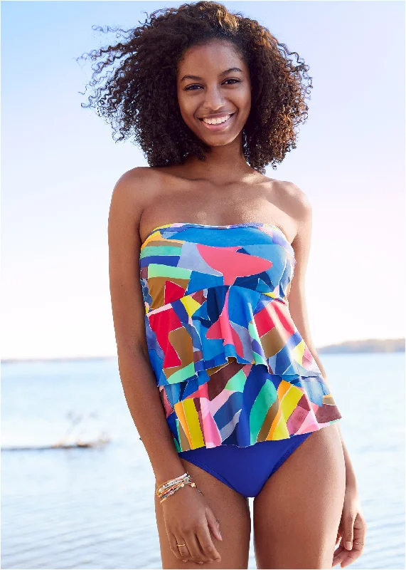 Ruffle Bandeau Tankini Top - Living Art