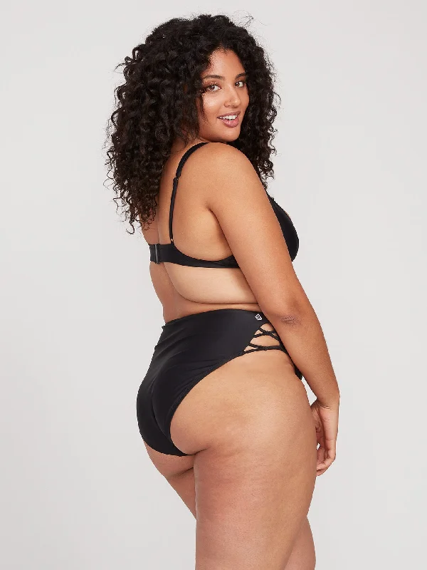 Simply Solid Retro Bikini Bottom Plus Size - Black