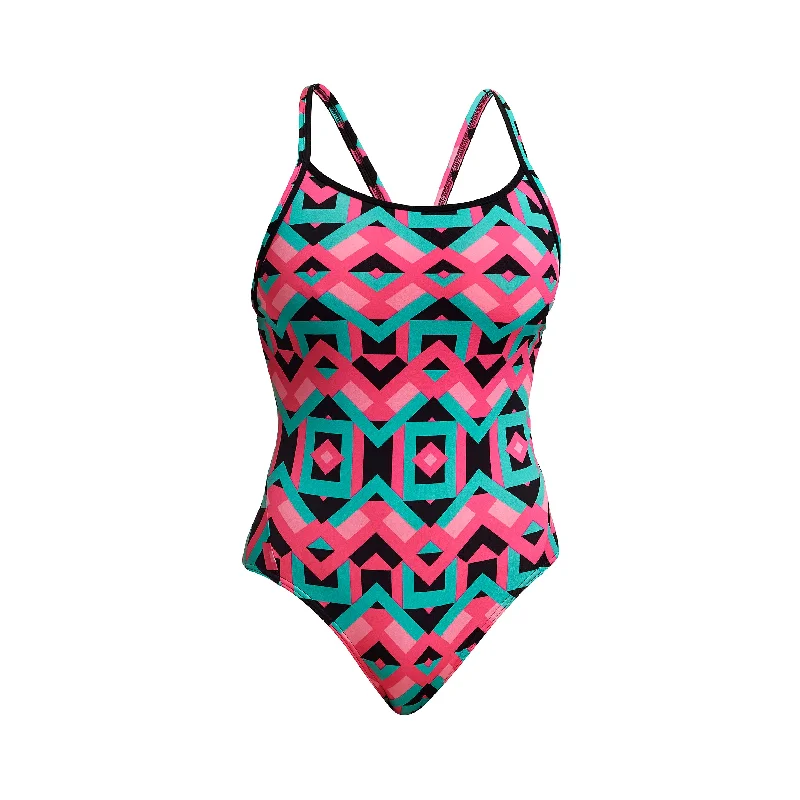Sustainable women swimwear made from recycled materials for eco - conscious beachgoers Square Stare | Ladies Diamond Back One Piece Sustainable women swimwear made from recycled materials for eco - conscious beachgoers Square Stare | Ladies Diamond Back One Piece