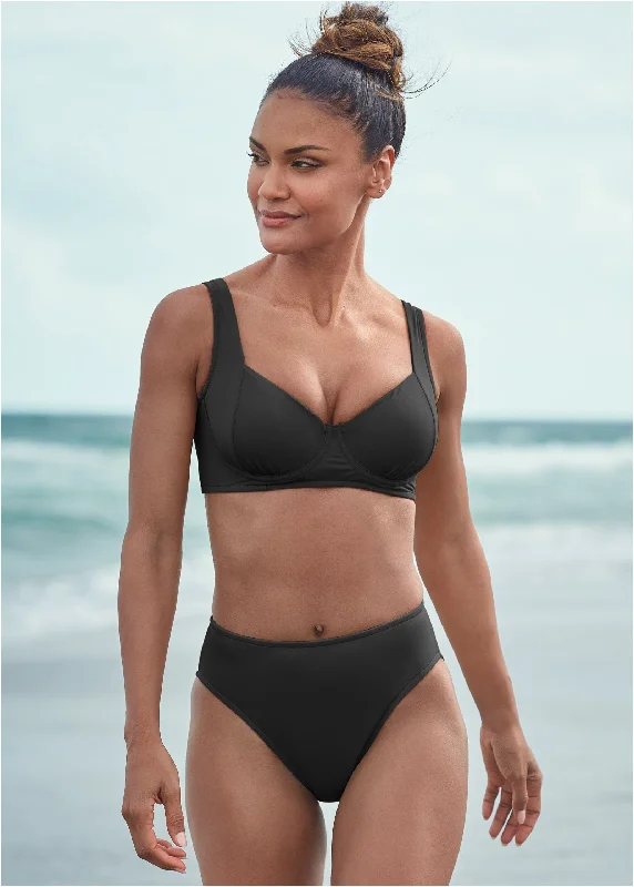Plus Size Women's Adjustable - Strap Swim Tops in Burgundy for a Custom Fit Aphrodite Underwire Top - Black Beauty