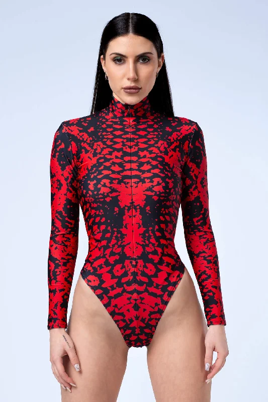 Cut - Out Bodysuits for a Trendy and Fashion - Forward Style Vamp Sleeved Bodysuit