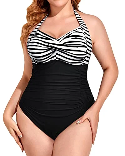 Women's Sequined Mini One - Pieces in Gold for a Glamorous New Year's Eve Party Sweetheart Neckline Plus Size Slimming One Piece Swimsuit-Black And White Stripe Women's Sequined Mini One - Pieces in Gold for a Glamorous New Year's Eve Party Sweetheart Neckline Plus Size Slimming One Piece Swimsuit-Black And White Stripe